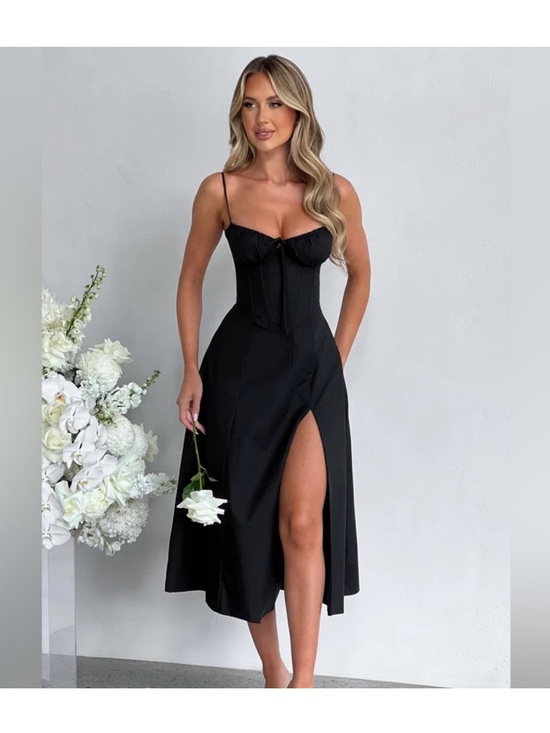 babyboo Dresses & Skirts - Babyboo Deanna Corset Midi Dress in Black